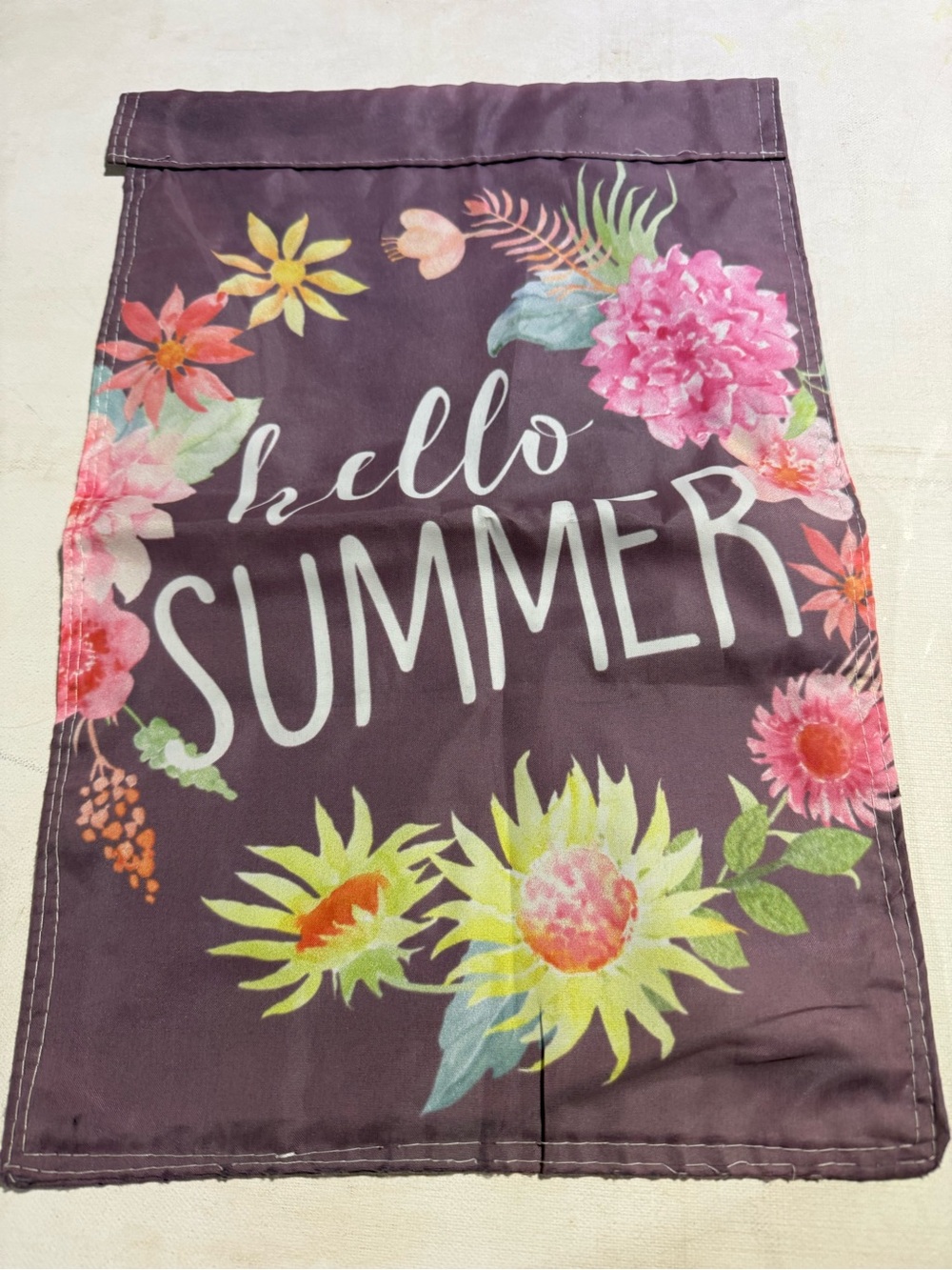Hello Summer Outdoor Garden Floral Flag - Purple